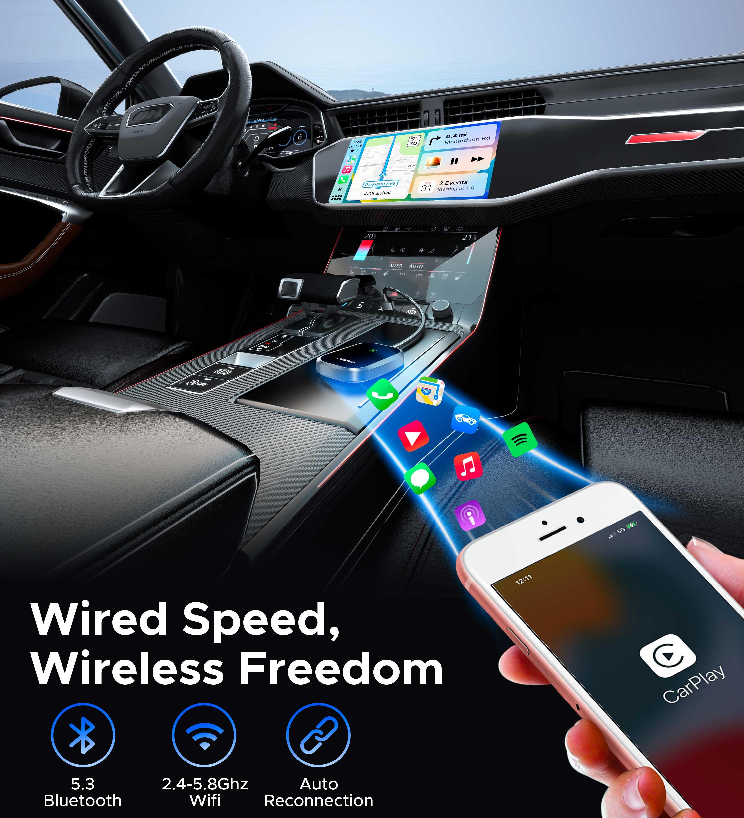 Wired to Wireless CarPlay Adapter 0.38ft Black | White